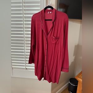 Nordstrom Moonlight Nightshirt - Maroon - Size 1X - Black Trim